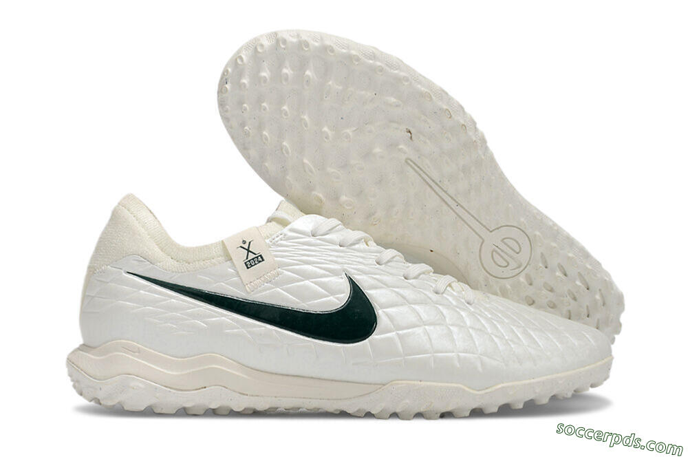 Nike Tiempo Legend 10 Pro TF Low-Tops Football Shoes - White/Green 1