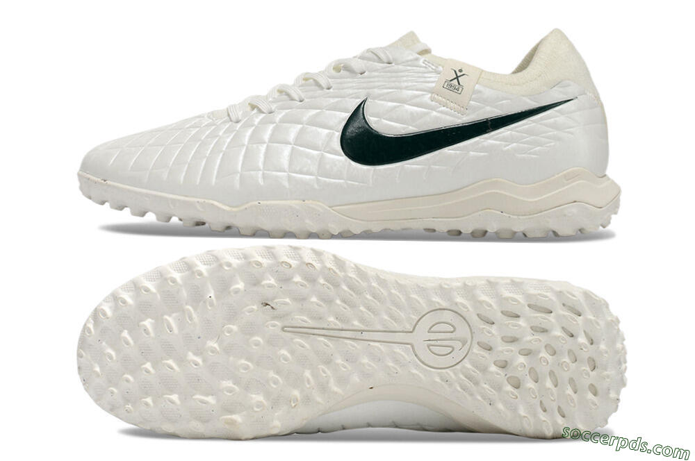 Nike Tiempo Legend 10 Pro TF Low-Tops Football Shoes - White/Green 0