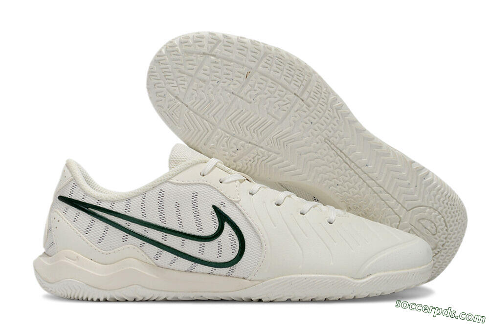Nike Tiempo Legend 10 Academy IC Low-Tops Football Shoes - White/Green 1