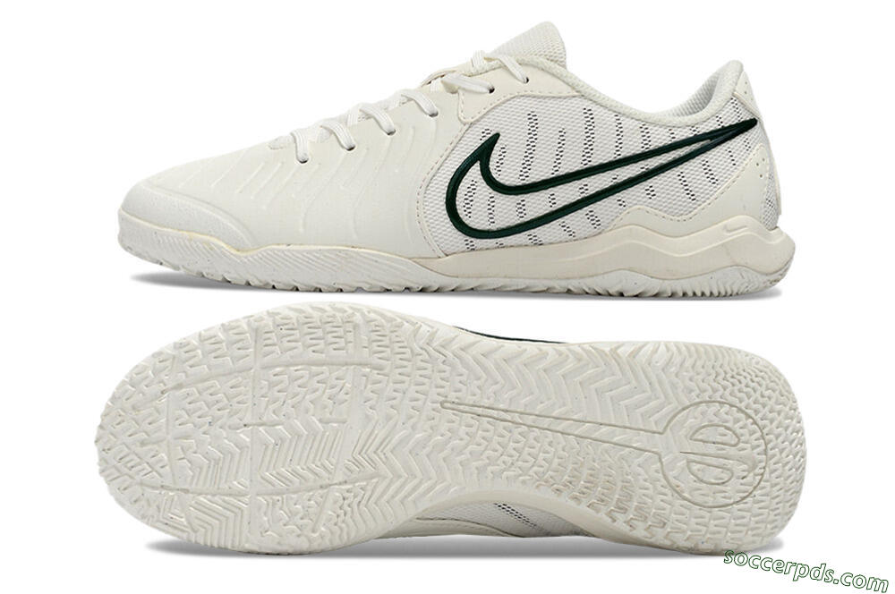 Nike Tiempo Legend 10 Academy IC Low-Tops Football Shoes - White/Green 0