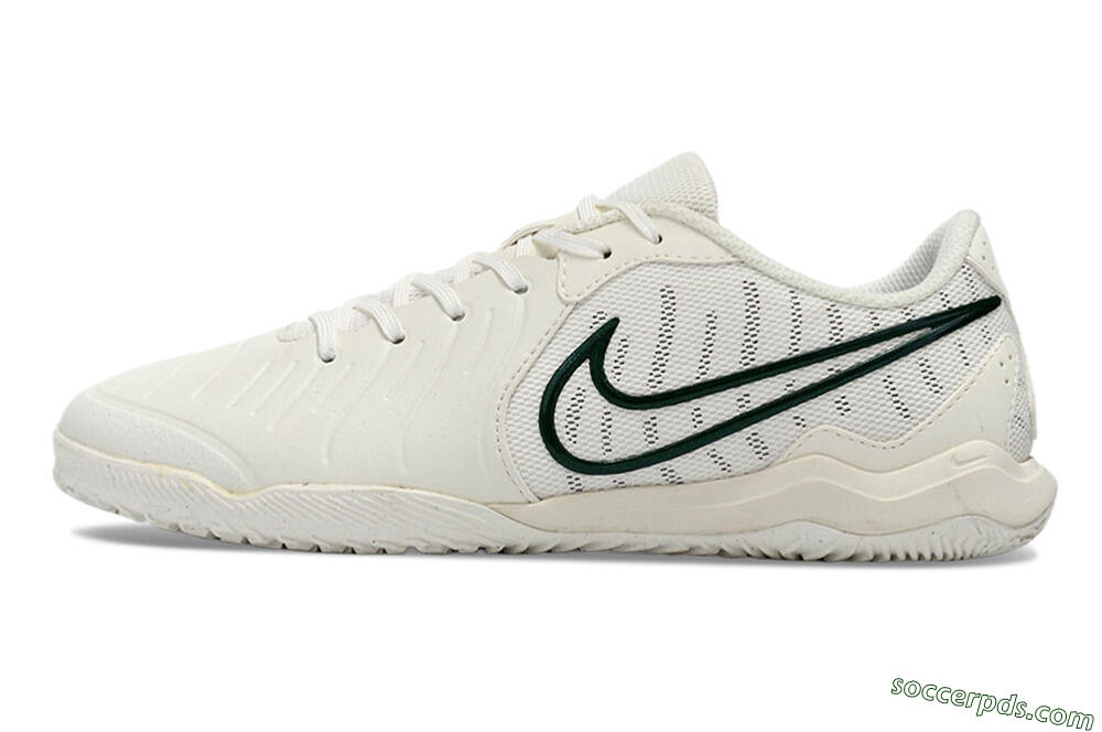 Nike Tiempo Legend 10 Academy IC Low-Tops Football Shoes - White/Green 2
