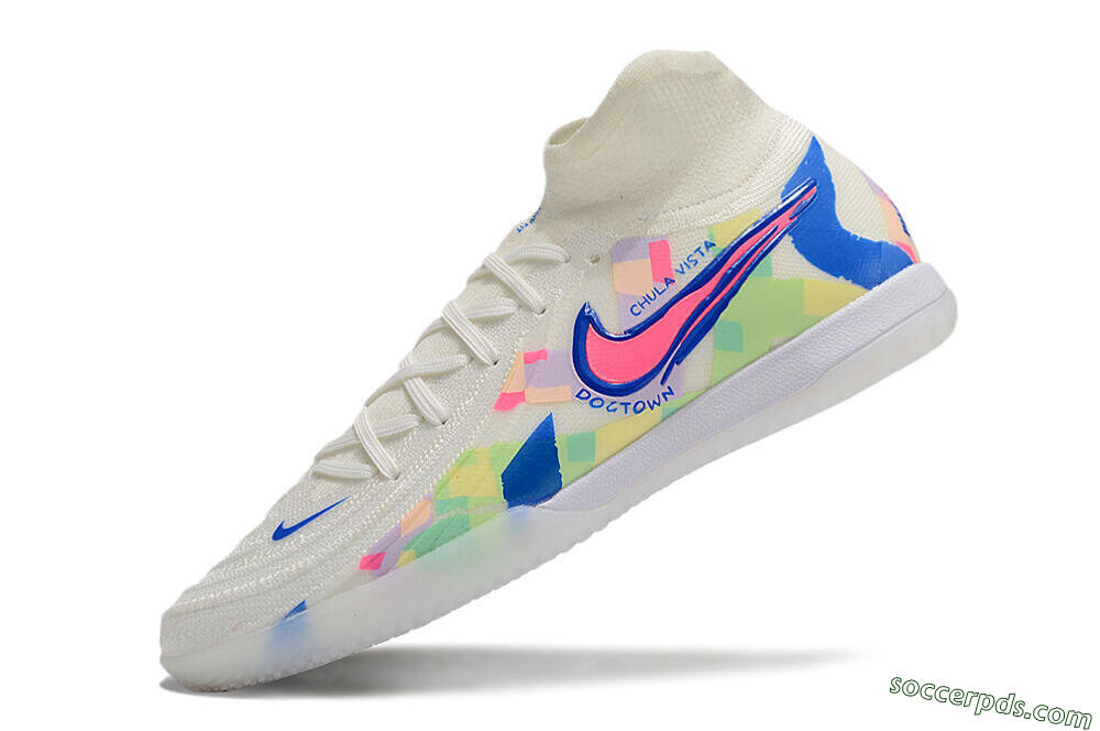Nike Phantom Luna Elite NU IC High-Tops Football Shoes - Beige/Blue/Yellow/Pink 5