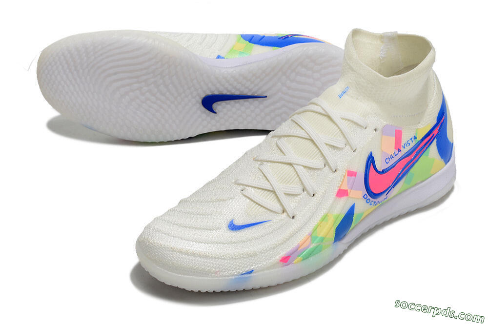 Nike Phantom Luna Elite NU IC High-Tops Football Shoes - Beige/Blue/Yellow/Pink 3