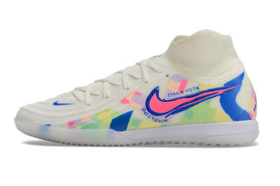 Nike Phantom Luna Elite NU IC High-Tops Football Shoes - Beige/Blue/Yellow/Pink