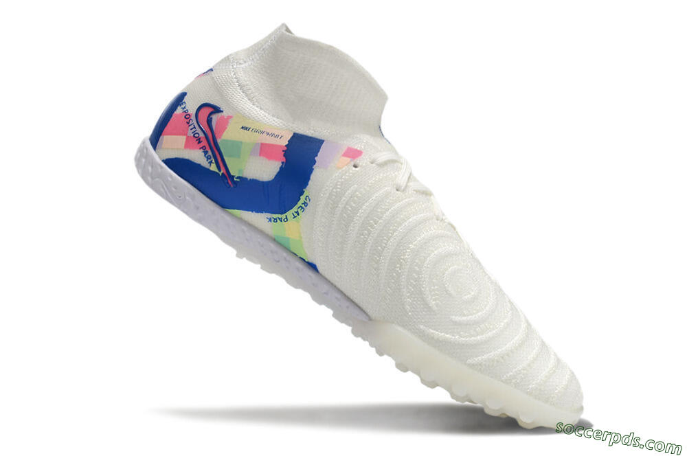 Nike Phantom Luna Elite NU TF High-Tops Football Shoes - Beige/Blue/Yellow/Pink 4