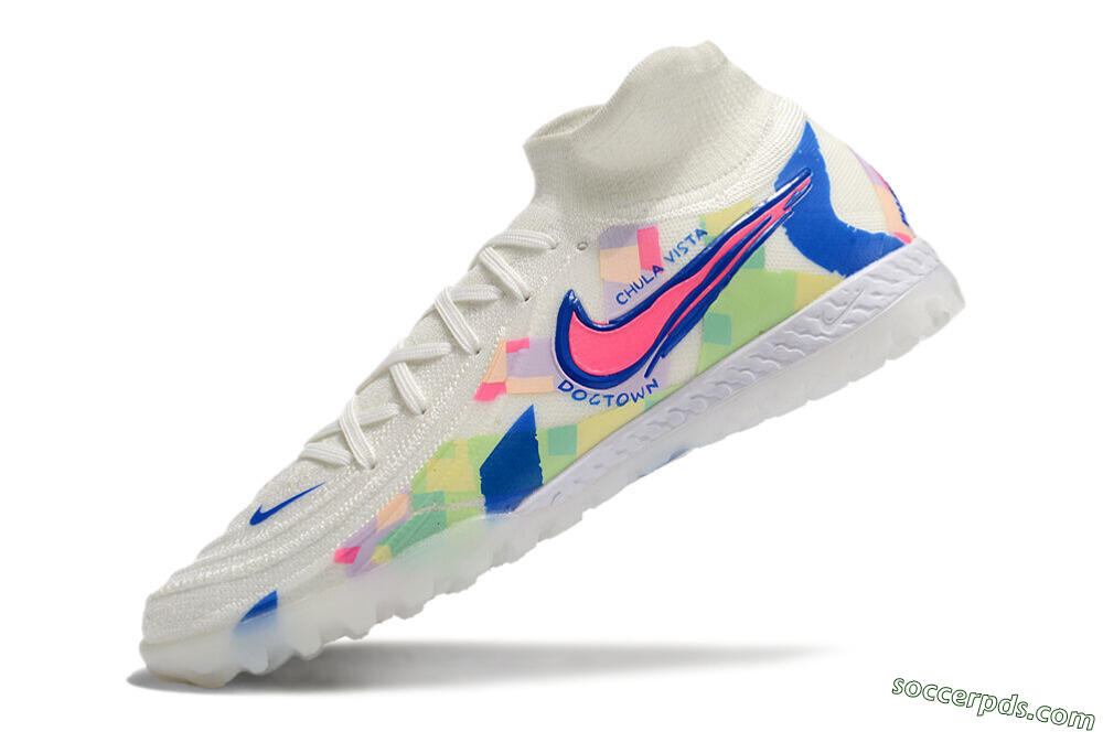 Nike Phantom Luna Elite NU TF High-Tops Football Shoes - Beige/Blue/Yellow/Pink 5