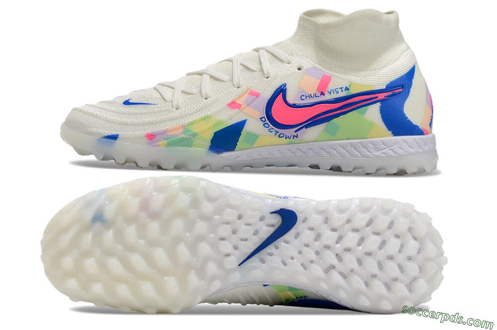 Nike Phantom Luna Elite NU TF High-Tops Football Shoes - Beige/Blue/Yellow/Pink 0
