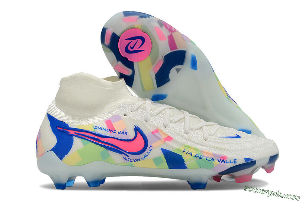 Nike Phantom Luna Elite NU FG High-Tops Football Boots - Beige/Blue/Yellow/Pink 1