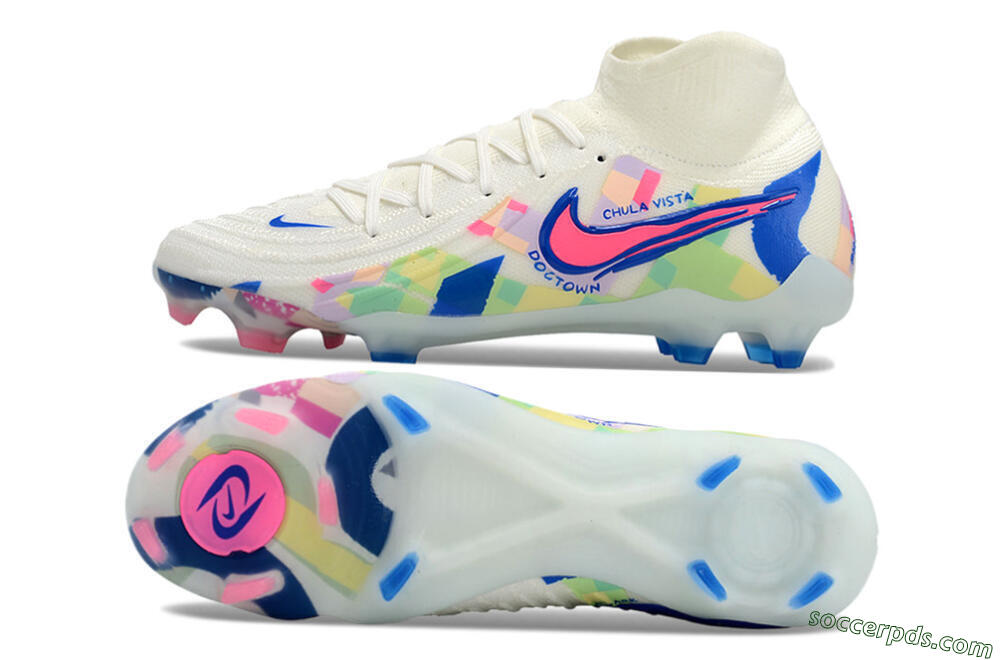 Nike Phantom Luna Elite NU FG High-Tops Football Boots - Beige/Blue/Yellow/Pink 0