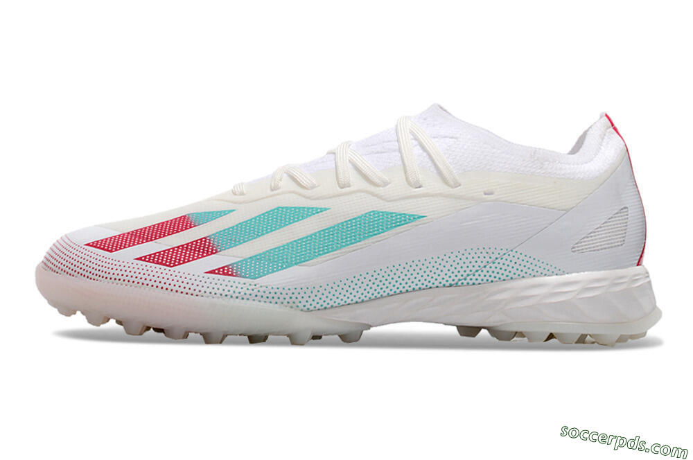 Adidas X Crazyfast.1 TF Low-Tops Football Shoes - White/Red/Jade 2