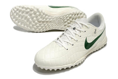 Nike Tiempo Legend 10 Academy TF Low-Tops Football Shoes - White/Green