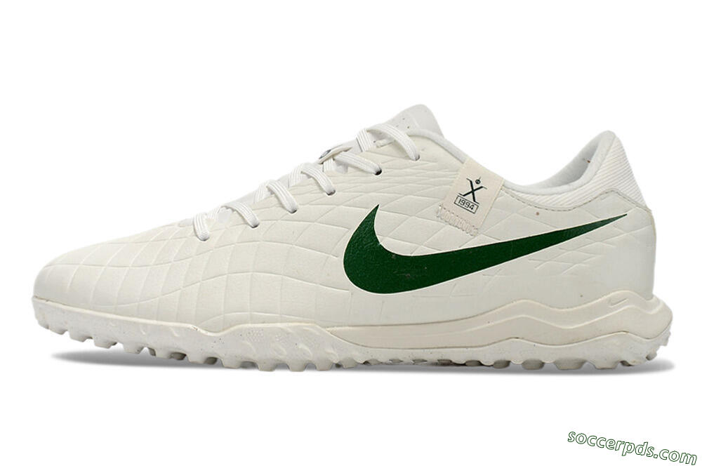 Nike Tiempo Legend 10 Academy TF Low-Tops Football Shoes - White/Green 2