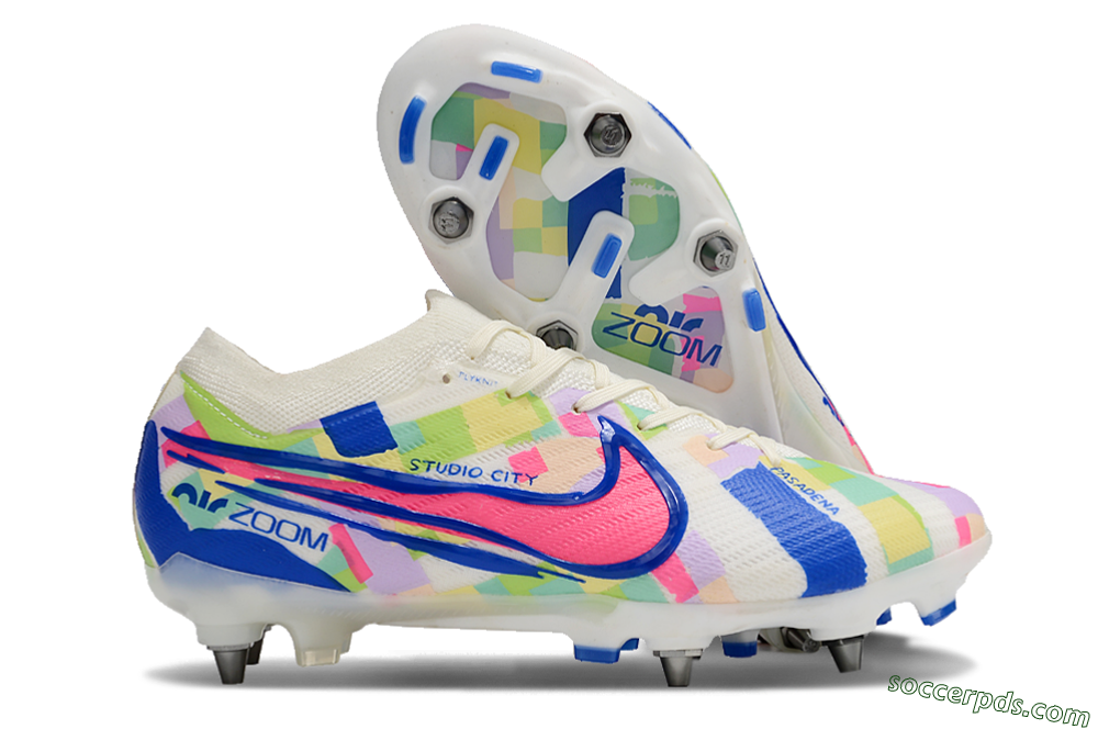 Nike Air Zoom Mercurial Vapor 15 Elite SG Low-Tops Football Boots - Beige/Blue/Yellow/Pink 1