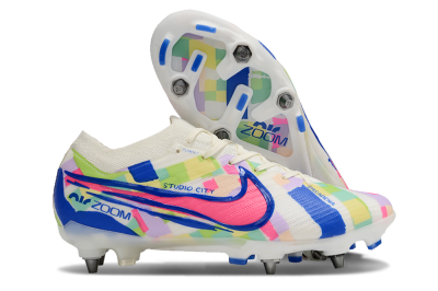 Nike Air Zoom Mercurial Vapor 15 Elite SG Low-Tops Football Boots - Beige/Blue/Yellow/Pink