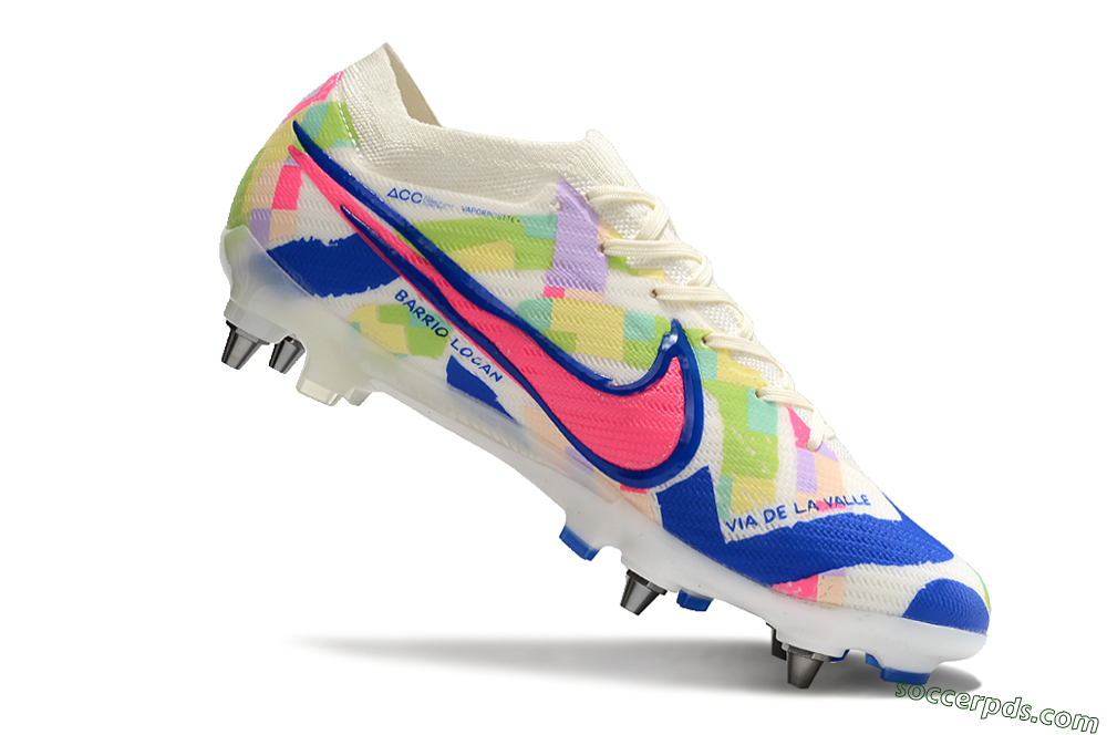 Nike Air Zoom Mercurial Vapor 15 Elite SG Low-Tops Football Boots - Beige/Blue/Yellow/Pink 4