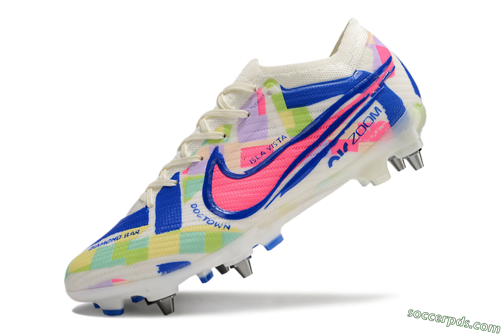 Nike Air Zoom Mercurial Vapor 15 Elite SG Low-Tops Football Boots - Beige/Blue/Yellow/Pink 5