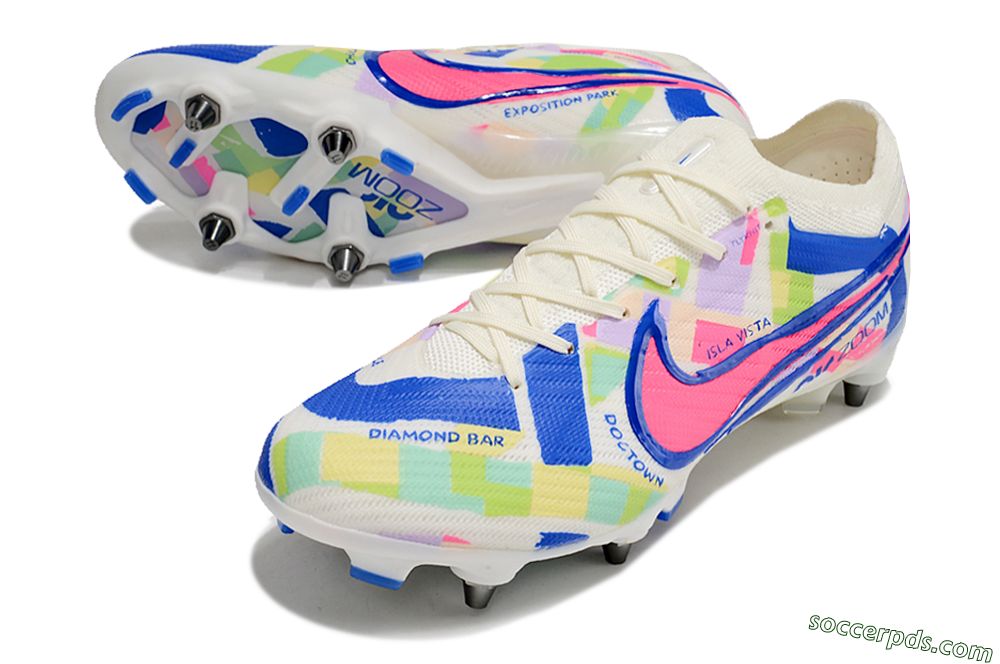 Nike Air Zoom Mercurial Vapor 15 Elite SG Low-Tops Football Boots - Beige/Blue/Yellow/Pink 3