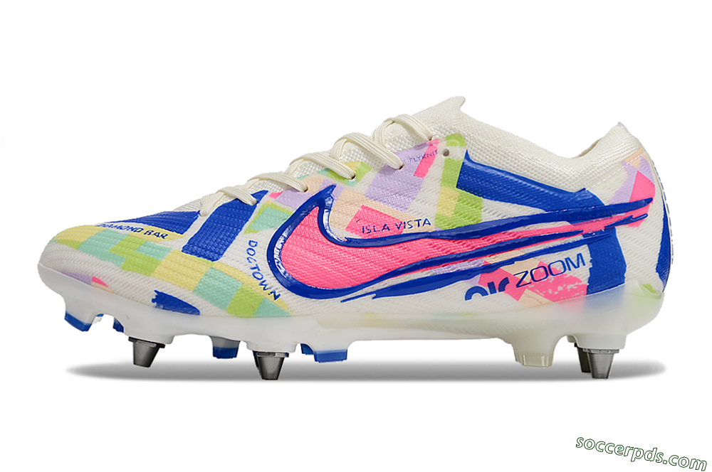 Nike Air Zoom Mercurial Vapor 15 Elite SG Low-Tops Football Boots - Beige/Blue/Yellow/Pink 2