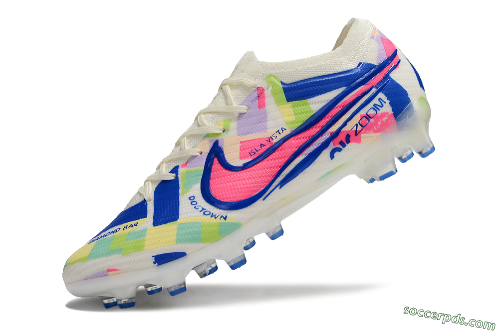 Nike Air Zoom Mercurial Vapor 15 Elite AG Low-Tops Football Boots - Beige/Blue/Yellow/Pink 5