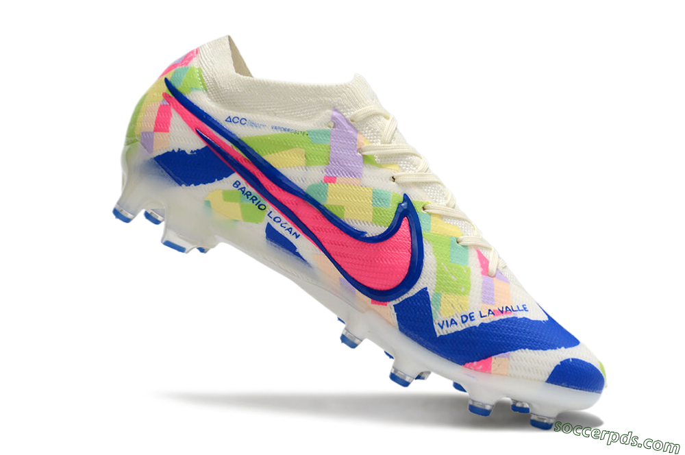 Nike Air Zoom Mercurial Vapor 15 Elite AG Low-Tops Football Boots - Beige/Blue/Yellow/Pink 4
