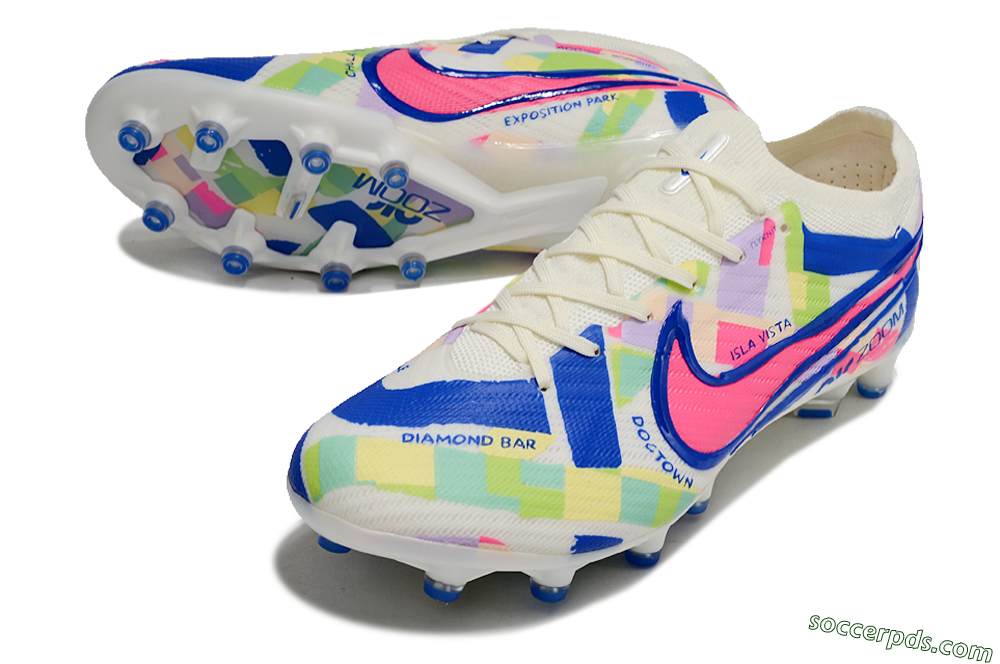 Nike Air Zoom Mercurial Vapor 15 Elite AG Low-Tops Football Boots - Beige/Blue/Yellow/Pink 3