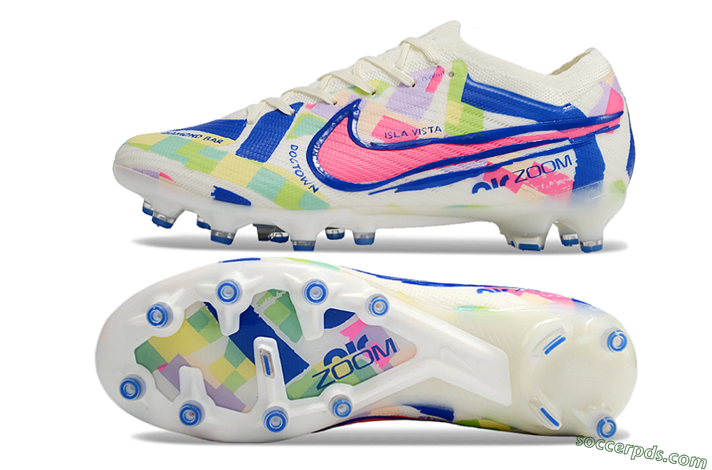 Nike Air Zoom Mercurial Vapor 15 Elite AG Low-Tops Football Boots - Beige/Blue/Yellow/Pink 0