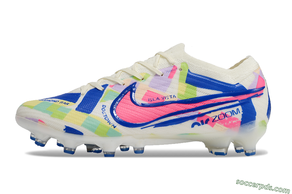 Nike Air Zoom Mercurial Vapor 15 Elite AG Low-Tops Football Boots - Beige/Blue/Yellow/Pink 2
