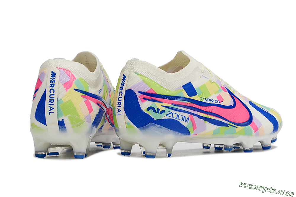 Nike Air Zoom Mercurial Vapor 15 Elite AG Low-Tops Football Boots - Beige/Blue/Yellow/Pink 6