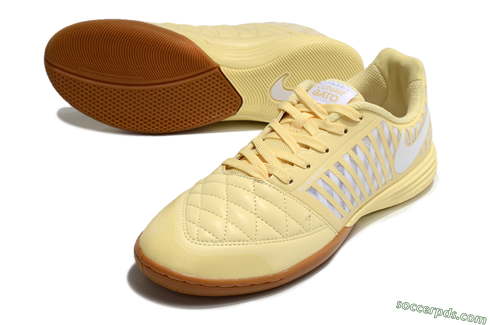 Nike Lunar Gato 2 IC Low-Tops Football Shoes - Yellow/White/Brown 3