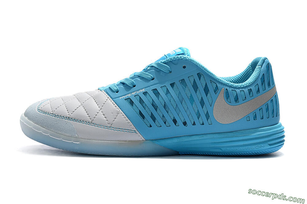 Nike Lunar Gato 2 IC Low-Tops Football Shoes - White/Blue/Silver 1