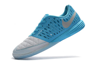 Nike Lunar Gato 2 IC Low-Tops Football Shoes - White/Blue/Silver