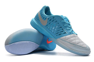 Nike Lunar Gato 2 IC Low-Tops Football Shoes - White/Blue/Silver