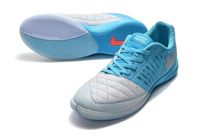 Nike Lunar Gato 2 IC Low-Tops Football Shoes - White/Blue/Silver