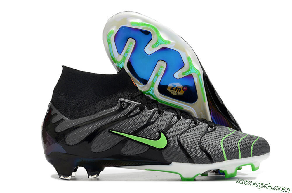 Nike Air Zoom Mercurial Superfly 9 Elite FG High-Tops Football Boots - Silver/Black/Green 1
