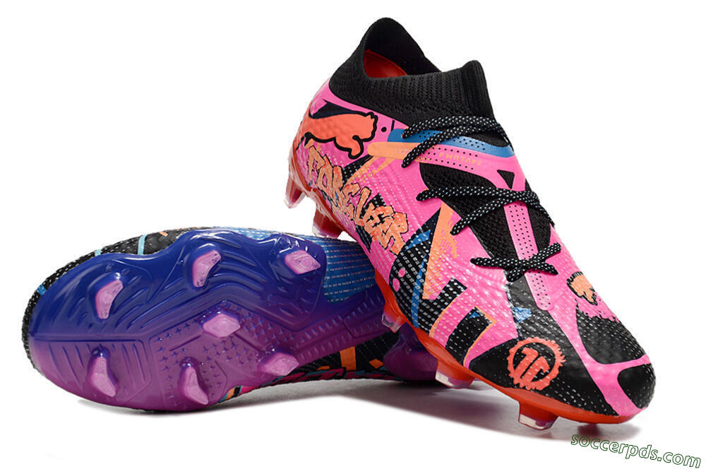 Puma Future Ultimate FG Low-Tops Football Boots - Black/Blue/Pink 3