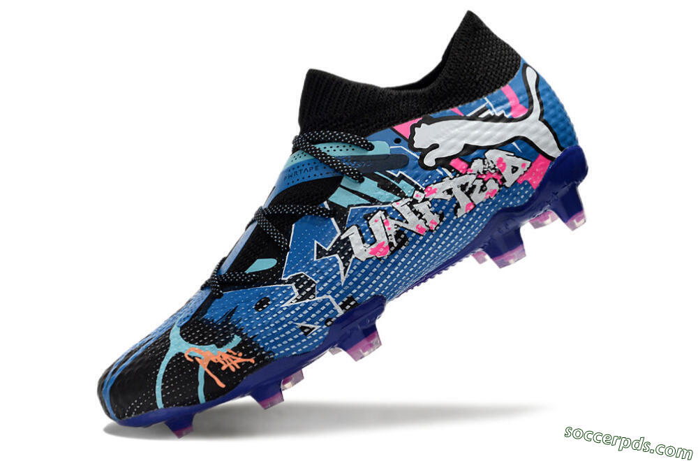 Puma Future Ultimate FG Low-Tops Football Boots - Black/Blue/Pink 5