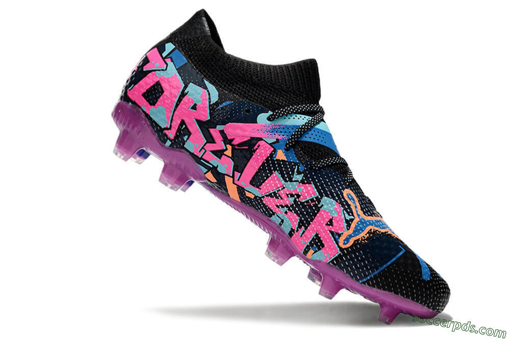 Puma Future Ultimate FG Low-Tops Football Boots - Black/Blue/Pink 4