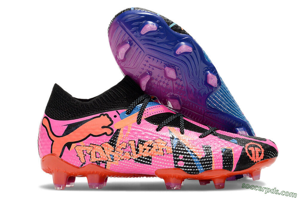 Puma Future Ultimate FG Low-Tops Football Boots - Black/Blue/Pink 1