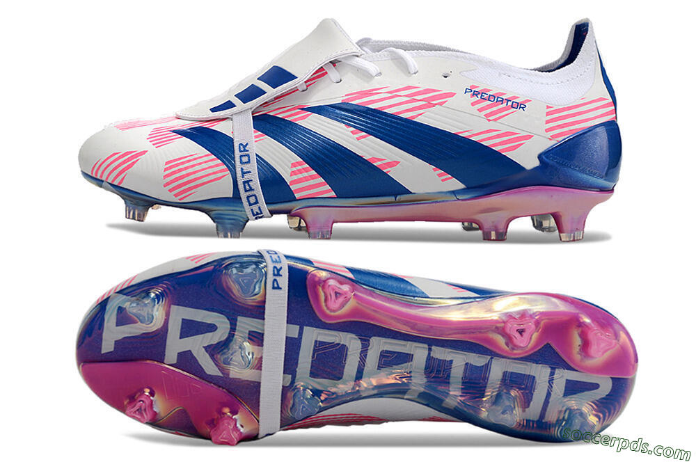 Adidas Predator Elite Foldover Tongue FG Low-Tops Football Boots - White/Pink/Blue 0