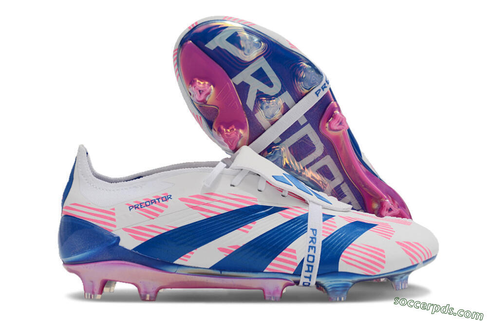 Adidas Predator Elite Foldover Tongue FG Low-Tops Football Boots - White/Pink/Blue 1