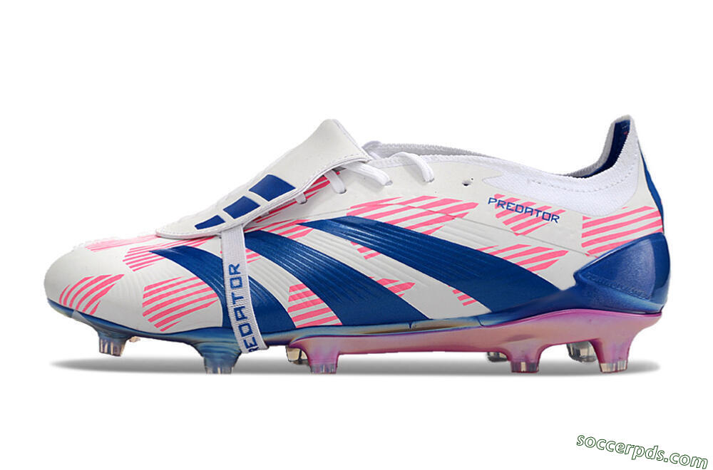Adidas Predator Elite Foldover Tongue FG Low-Tops Football Boots - White/Pink/Blue 2