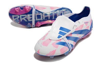 Adidas Predator Elite Foldover Tongue FG Low-Tops Football Boots - White/Pink/Blue
