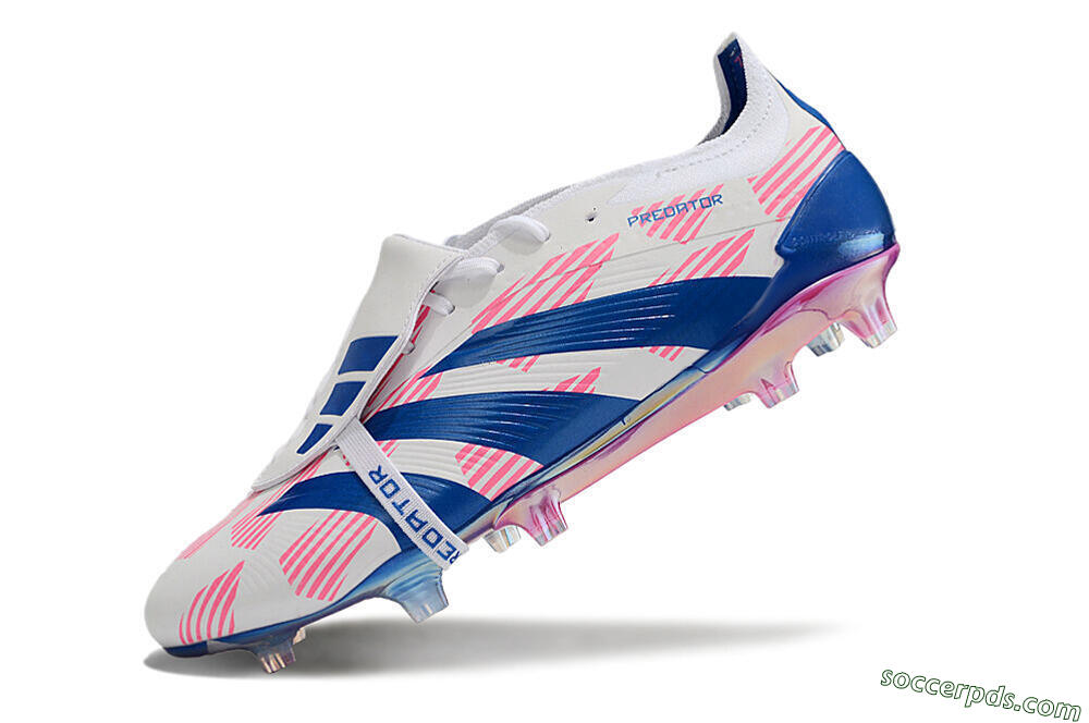 Adidas Predator Elite Foldover Tongue FG Low-Tops Football Boots - White/Pink/Blue 5