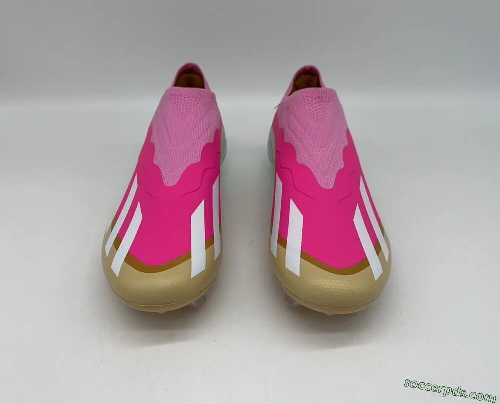 Adidas X Crazyfast+ Laceless FG Low-Tops Football Boots - Pink/White/Gold/Jade