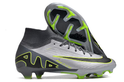 Nike Air Zoom Mercurial Superfly 9 Elite FG High-Tops Football Boots - Silver/Grey/Green