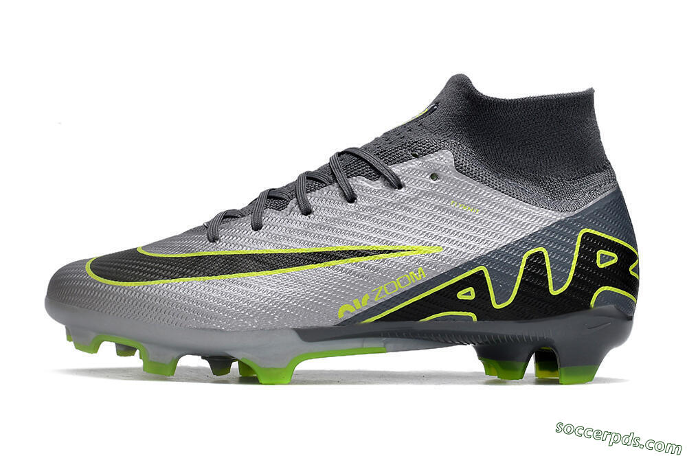Nike Air Zoom Mercurial Superfly 9 Elite FG High-Tops Football Boots - Silver/Grey/Green 2