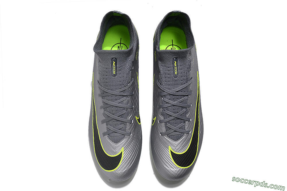 Nike Air Zoom Mercurial Superfly 9 Elite FG High-Tops Football Boots - Silver/Grey/Green 4