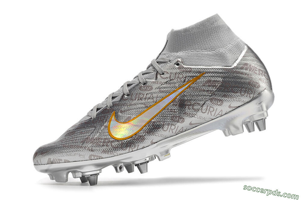 Nike Air Zoom Mercurial Superfly 9 Elite SG High-Tops Football Boots - Silver/Gold 4