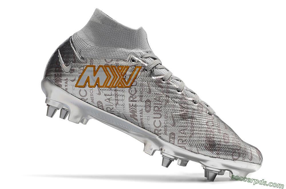 Nike Air Zoom Mercurial Superfly 9 Elite SG High-Tops Football Boots - Silver/Gold 5
