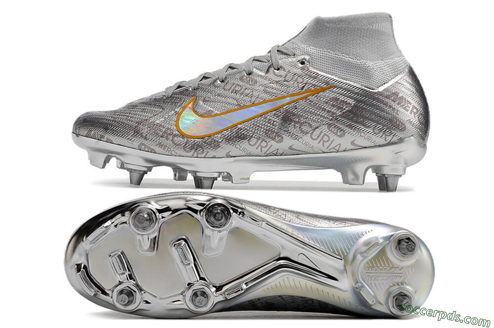 Nike Air Zoom Mercurial Superfly 9 Elite SG High-Tops Football Boots - Silver/Gold 0